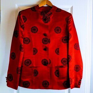Chinese Red Black Silk Brocade Jacket